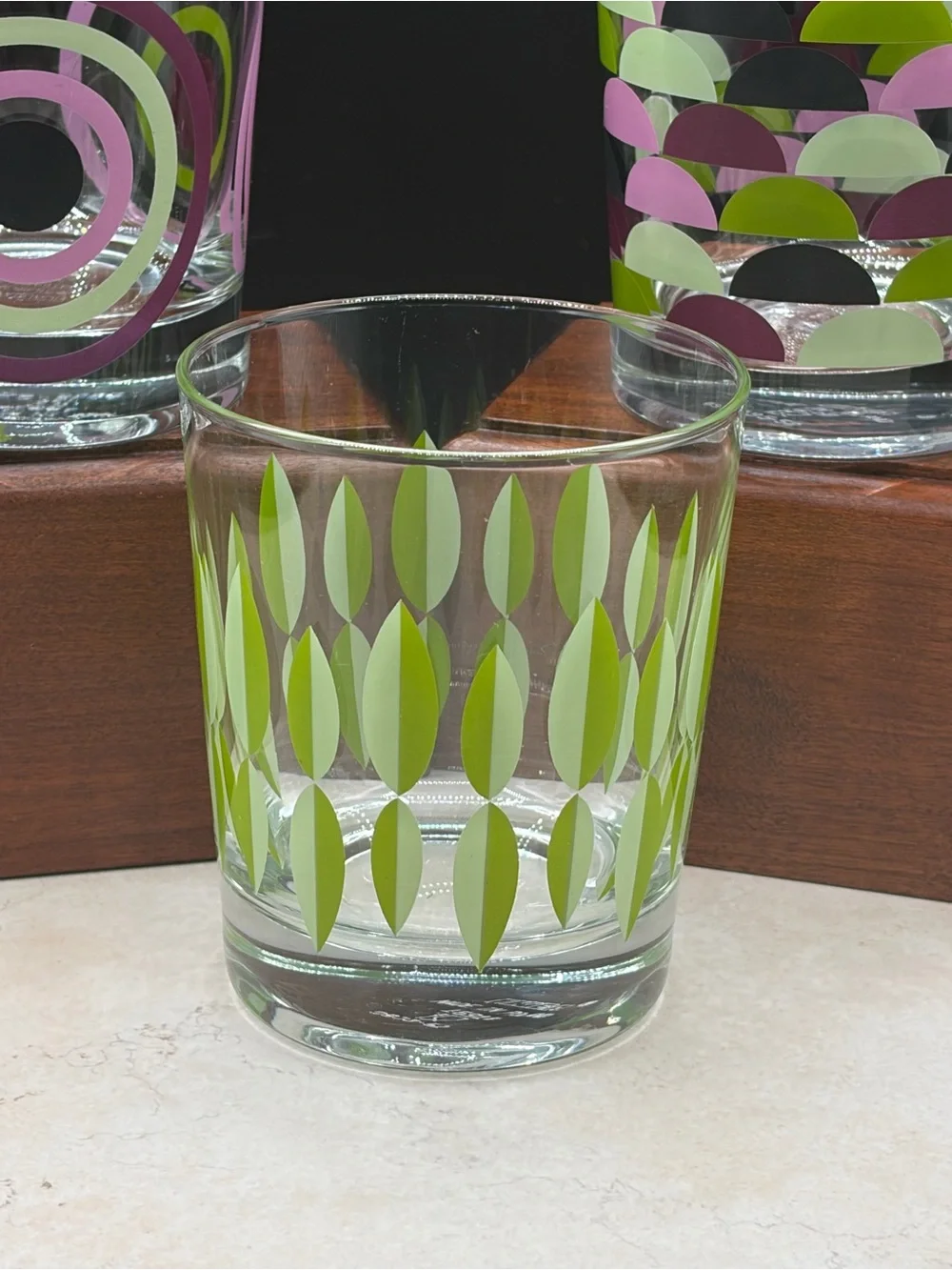 Set of 3 Ikea Godis Mix Juice / Lowball Glasses Geometric Retro 2009